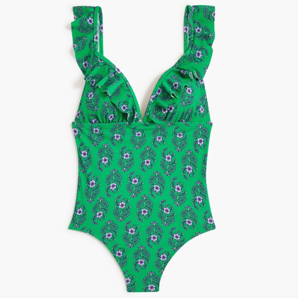J. Crew Other - J. Crew Green and Purple Floral Swimsuit